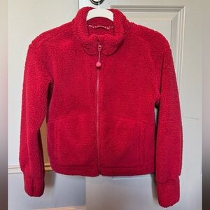Athleta Girl Red Fleece Jacket Sz L (12)